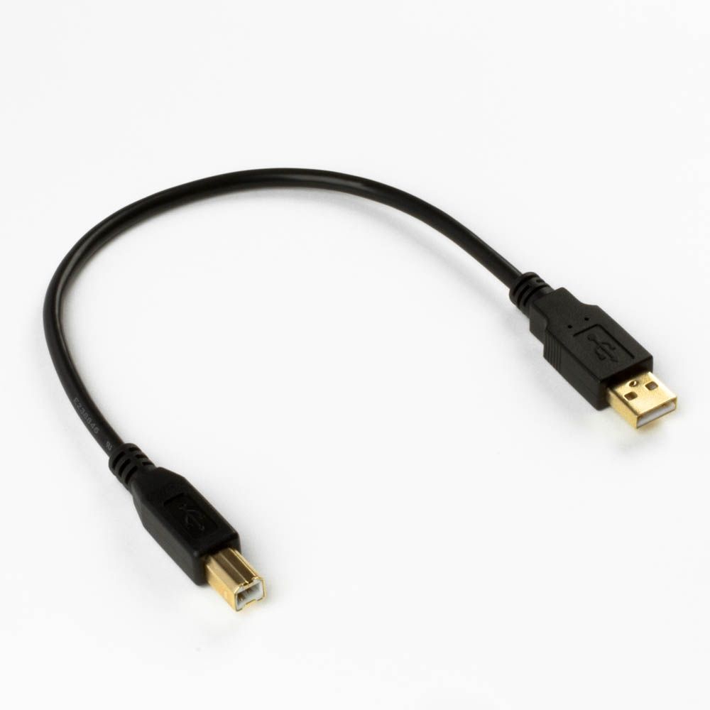 Câble USB AB qualité PREMIUM, fiche plaquée or, noir, 30cm
