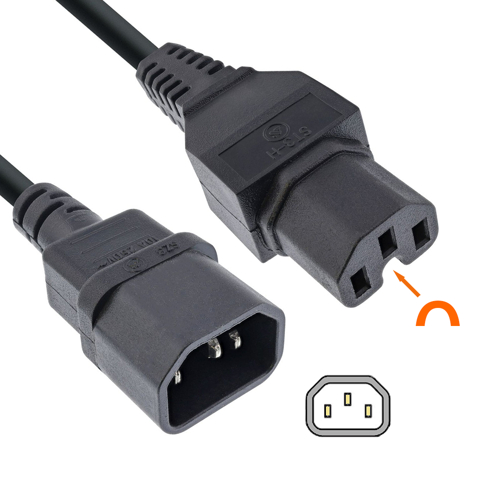 Rallonge de câble d'alimentation, connexion C15 vers C14, 2m