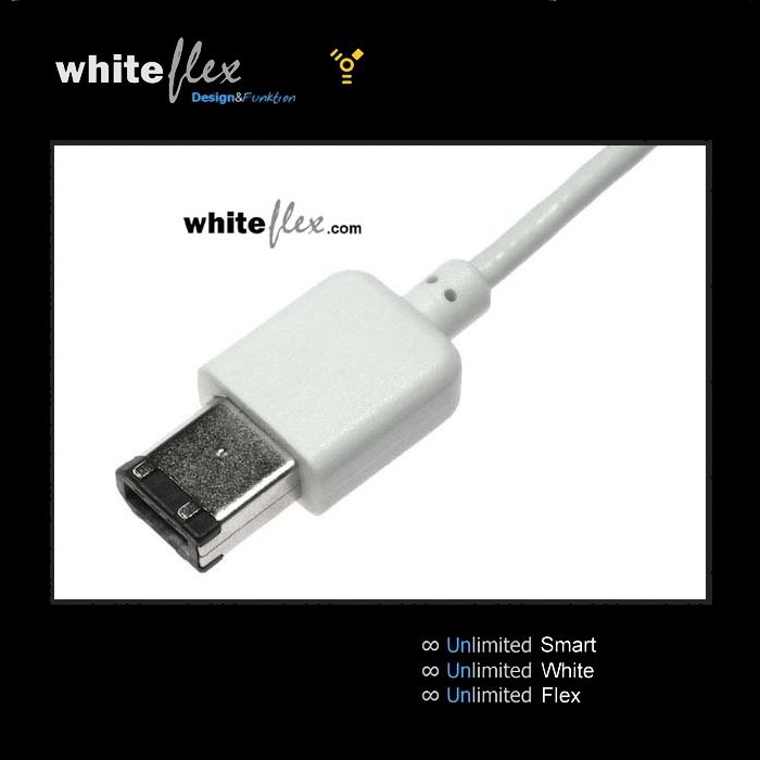 WHITEFLEX Câble FireWire 400 6 vers 6 broches blanc + flexible 50cm