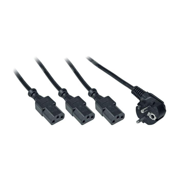 Câble d'alimentation en Y pour 3 PCs (60cm + 3x 120cm) 180cm