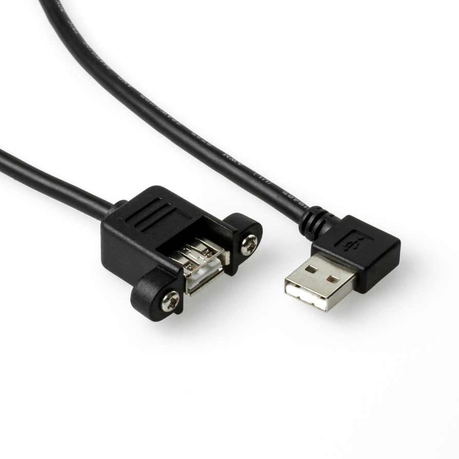 Câble USB à visser RALLONGE MONTAGE AA 90° coudé  À DROITE 1m