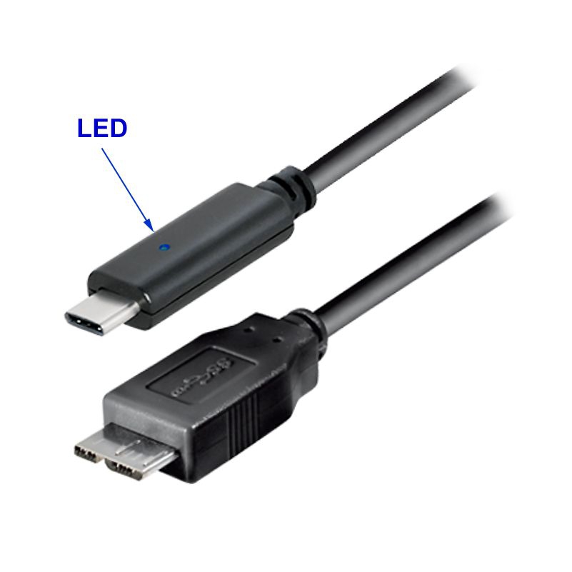 Câble USB Type-C™ mâle avec LED vers USB 3.0 Micro B mâle 1m
