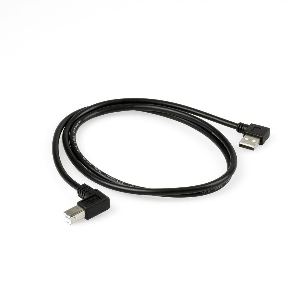 Câble USB 2.0 AB, fiche A coudé à GAUCHE, fiche B à GAUCHE, 1m