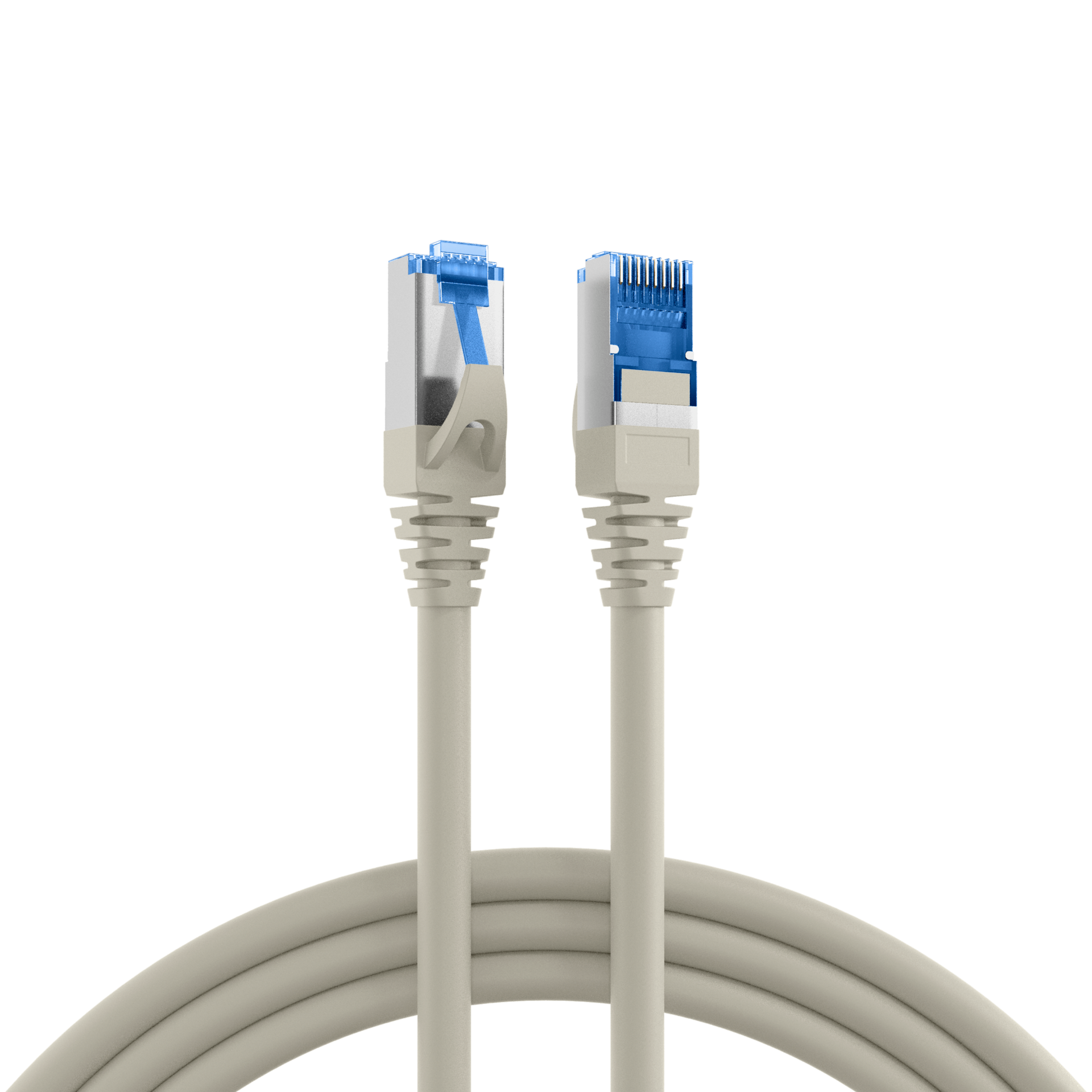 Cat.6A UL câble réseau S/FTP AWG26  500Mhz 10Gbps gris 50cm