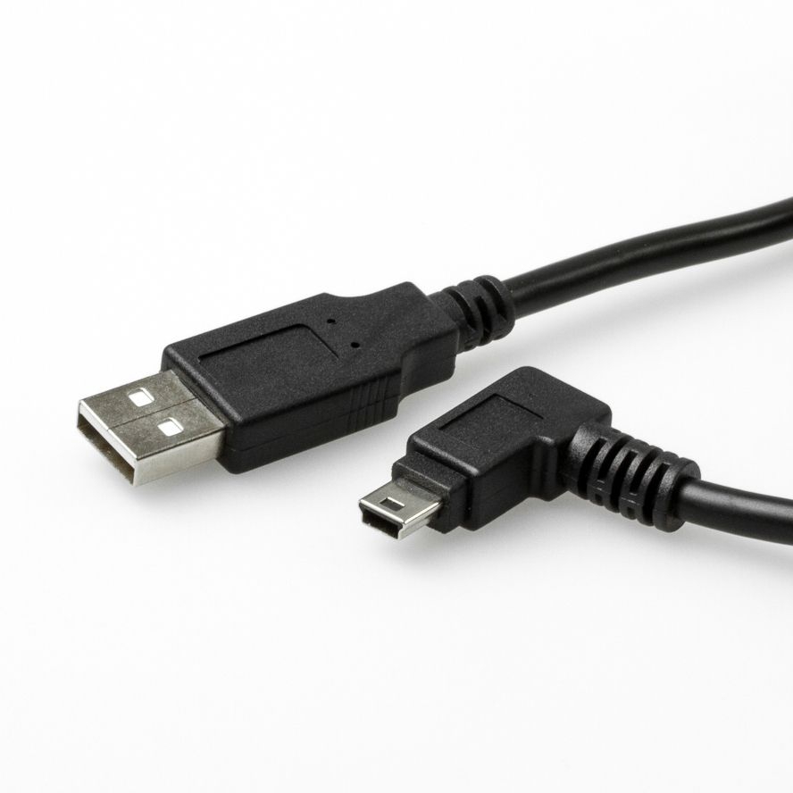 Câble USB 2.0 avec Mini B coudé À DROITE, matériau de câble UL, 5m