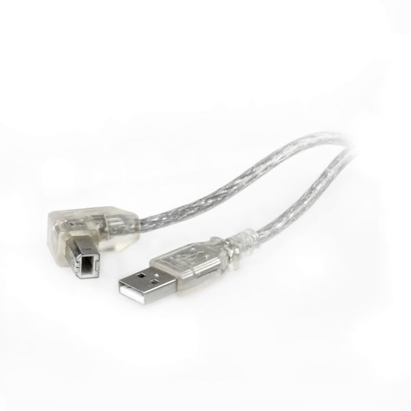 Câble USB AB - B coudé 90 VERS LE BAS 50cm ARGENT