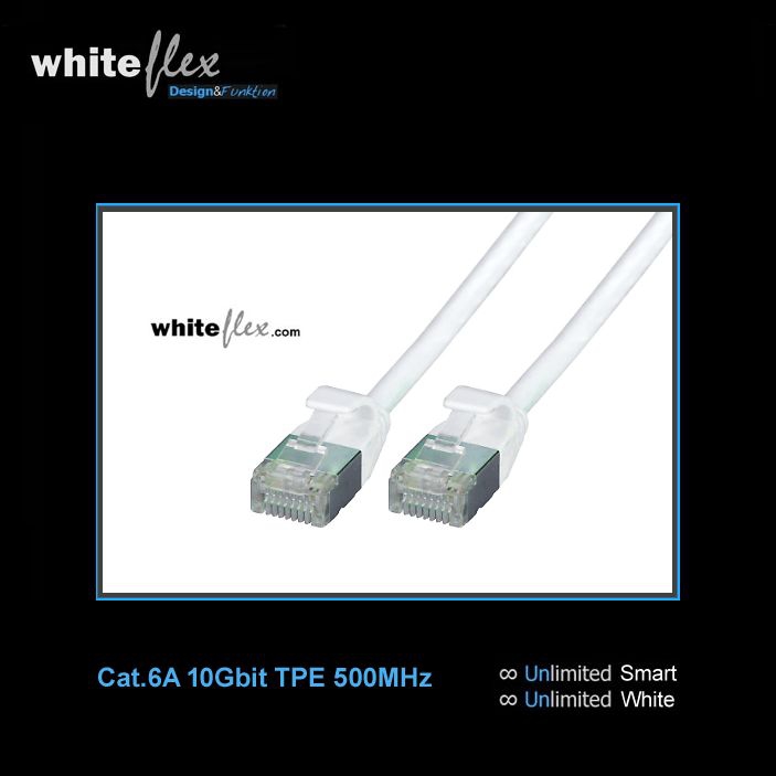 WHITEFLEX câble réseau Cat.6A TPE blanc + flexible 15cm