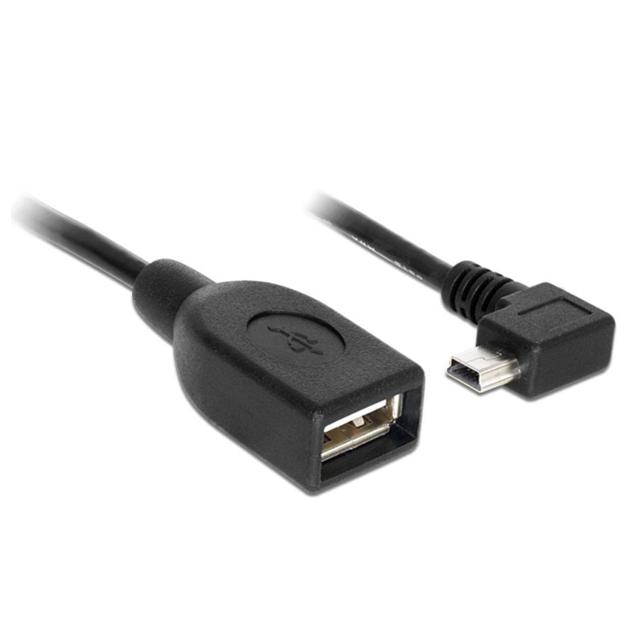 Câble USB Mini B 90° coudé à DROITE vers USB A femelle 50cm