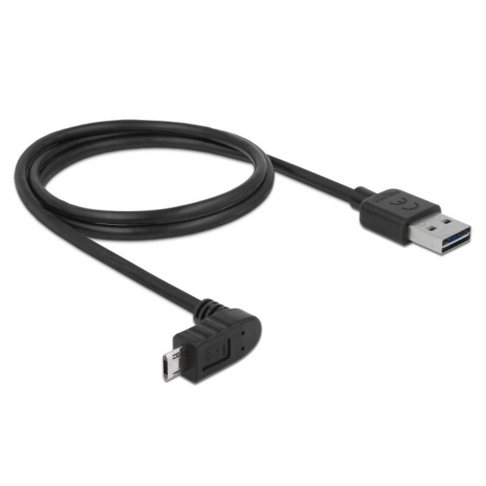 Câble MICRO USB coudé: A mâle vers Micro B 90° haut-bas 1m