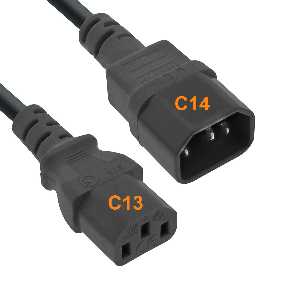 Rallonge d'alimentation secteur C13 vers C14 3x1mm² 10m