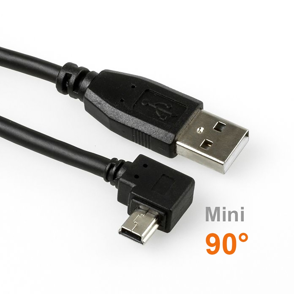 Câble MINI USB coudée: USB A vers MINI-B 90° À DROITE 50cm