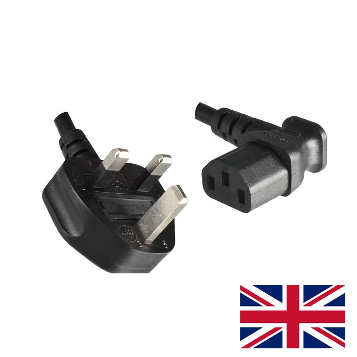 Câble d'alimentation secteur UK C13 coudée À DROITE 180cm