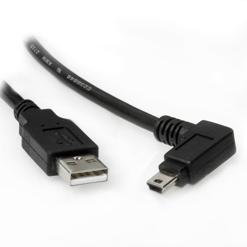 Câble USB 2.0 avec connecteur Mini-B coudé À GAUCHE 30cm