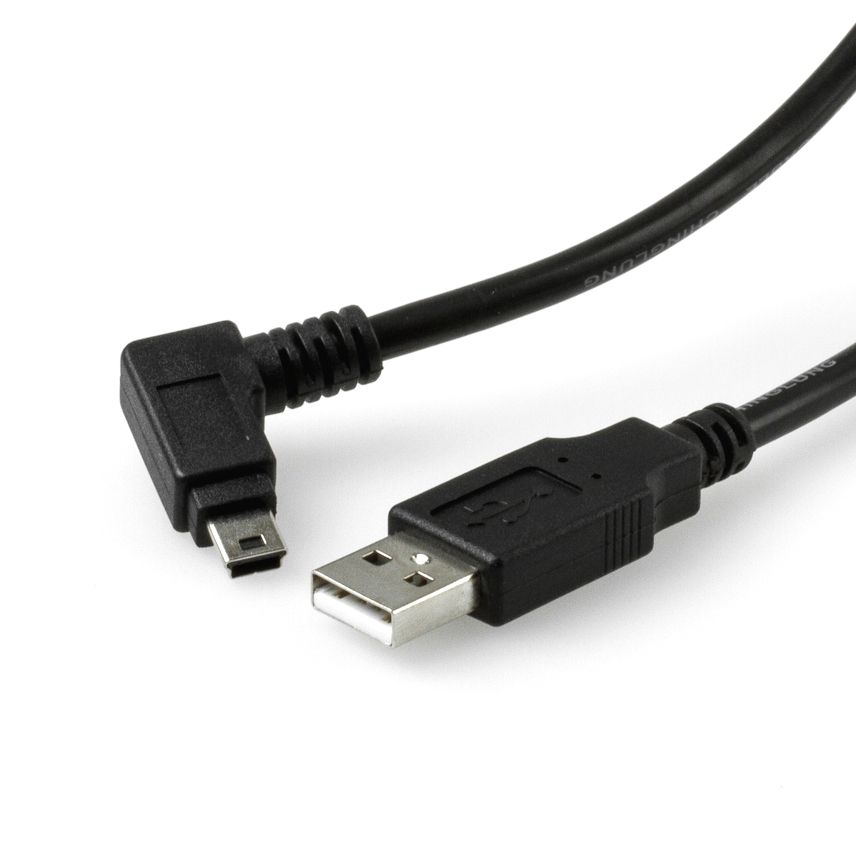 Câble USB 2.0 avec Mini B coudé À DROITE, matériau de câble UL, 2m