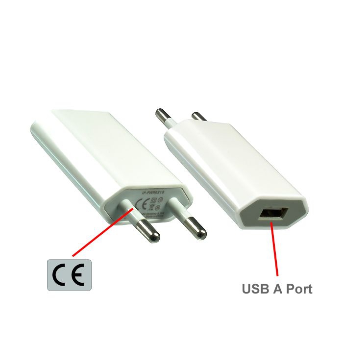 Chargeur secteur USB 5V 1000A blanc