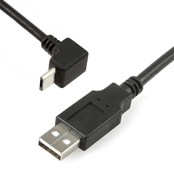 Câble MICRO USB coudé: A mâle vers Micro B 90° VERS LE BAS 2m