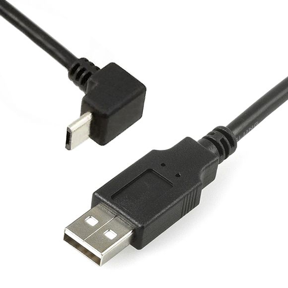 Câble MICRO USB coudé: A mâle vers Micro B 90° VERS LE BAS 50cm