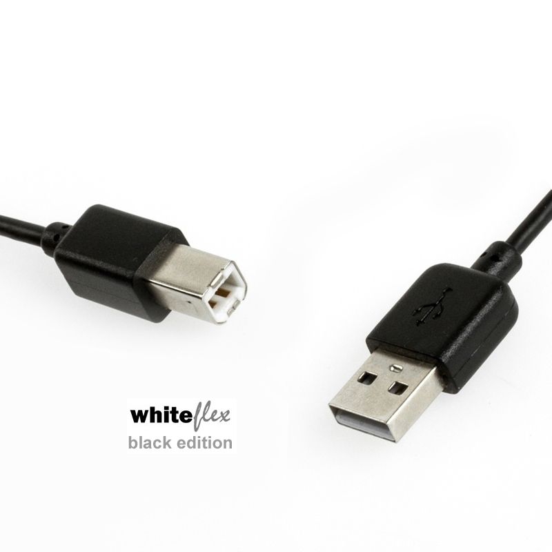 Câble USB 2.0 WHITEFLEX Black Edition flexible + noir 1m
