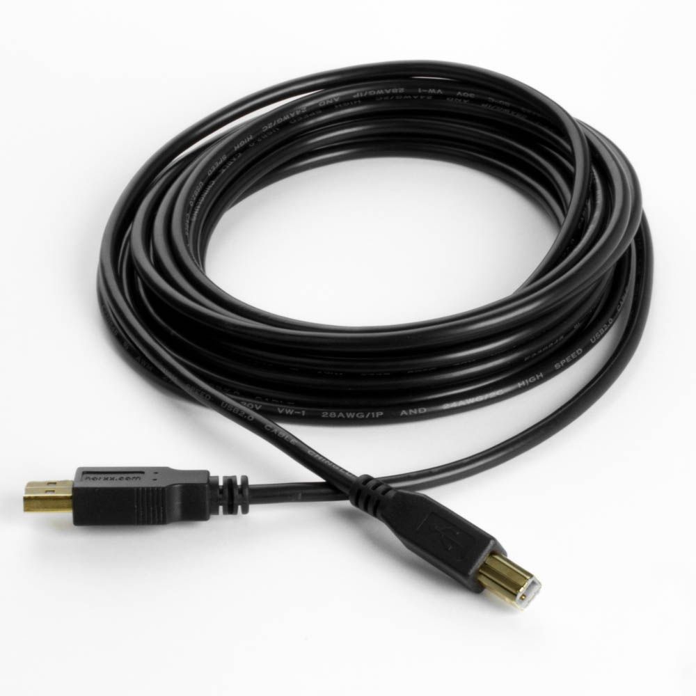 Câble USB AB qualité PREMIUM, fiche plaquée or, noir, 5m