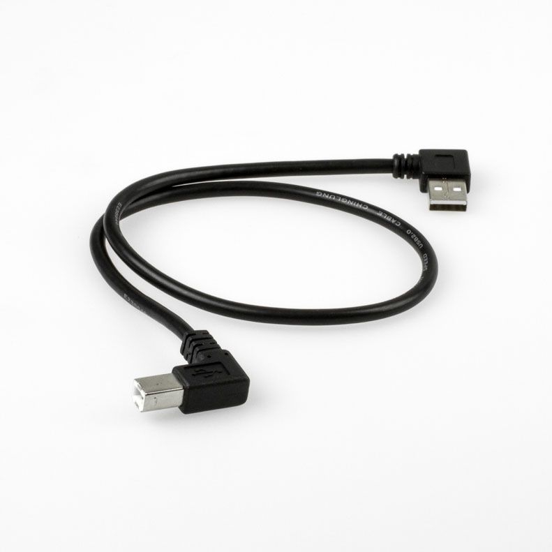 Câble USB 2.0 AB, fiche A coudé à GAUCHE, fiche B à GAUCHE, 50cm