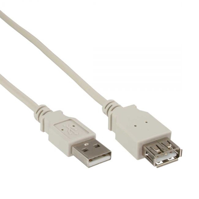 Rallonge USB A mâle-femelle 3m gris beige