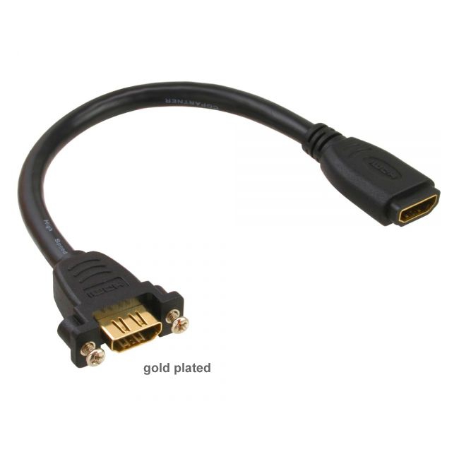 Câble HDMI de montage 2x HDMI femelle OR 20cm avec des vis