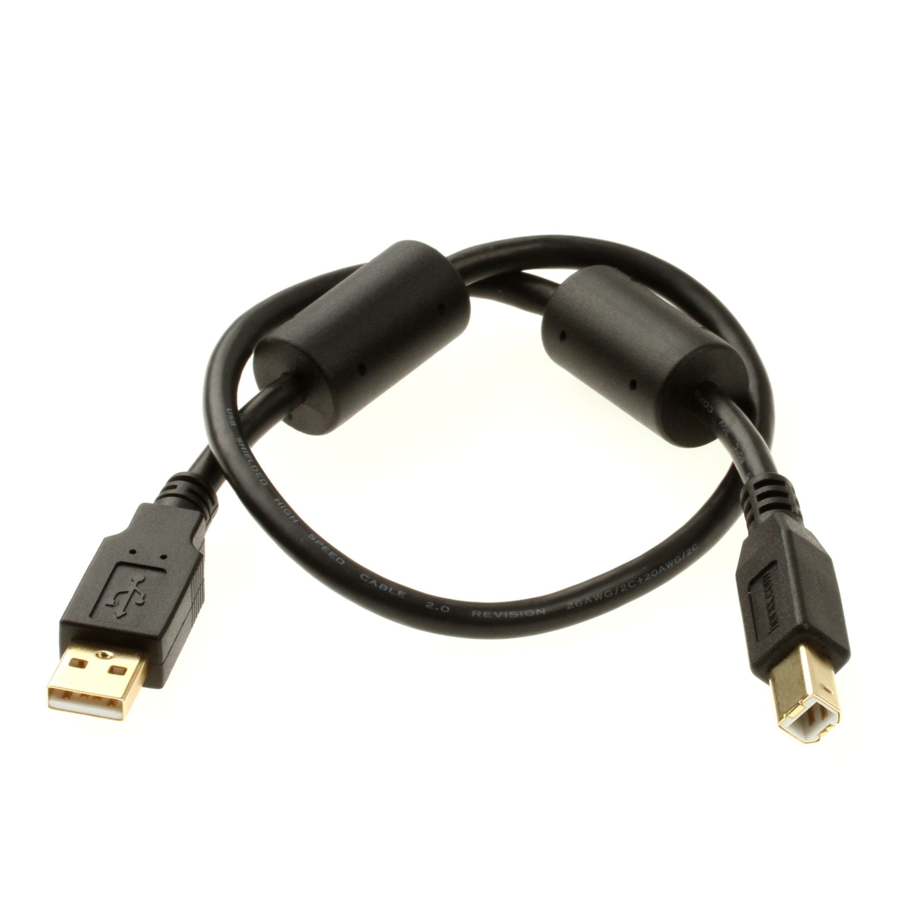 Câble USB 2.0 avec 2 noyaux de ferrite qualité PREMIUM+ 30cm