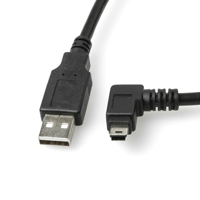 Câble USB 2.0 avec Mini B coudé À DROITE, matériau de câble UL, 30cm