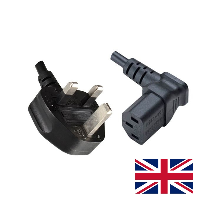 Câble d'alimentation secteur UK C13 coudée VERS LE HAUT 180cm