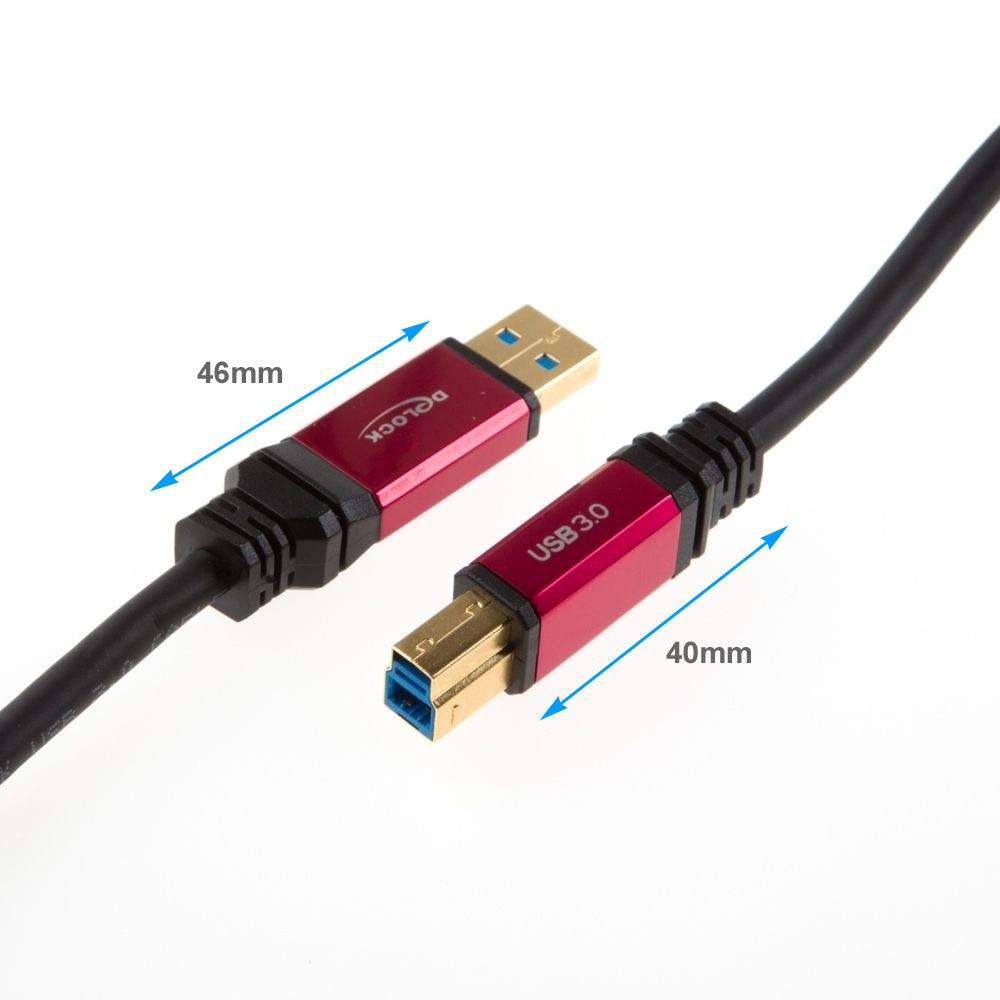 Câble USB 3.0 AB Qualité PREMIUM avec des prises métalliques 5m