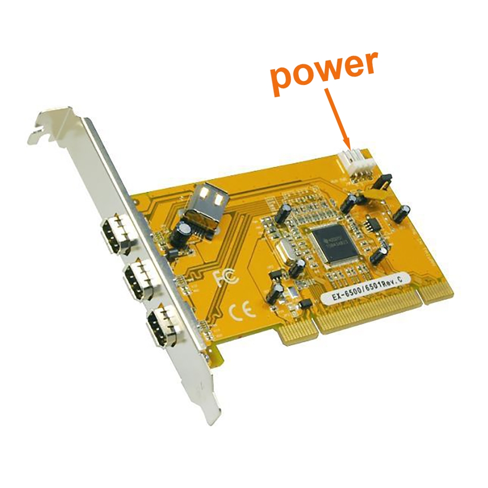 Adaptateur PCI Firewire 400 avec Texas Instruments 3+1 ports