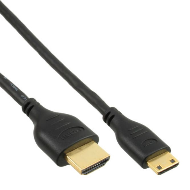 Câble HDMI A mâle vers Mini HDMI C mâle, 50cm, version super slim
