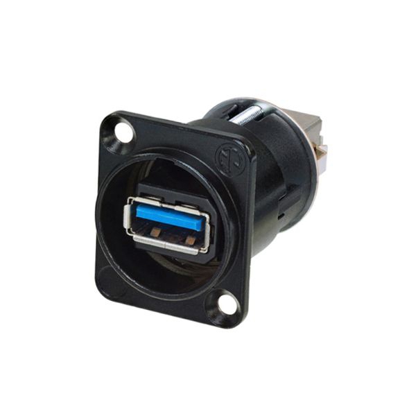 Adaptateur de montage pour USB 3.0 de NEUTRIK. boîtier D en métal, noir