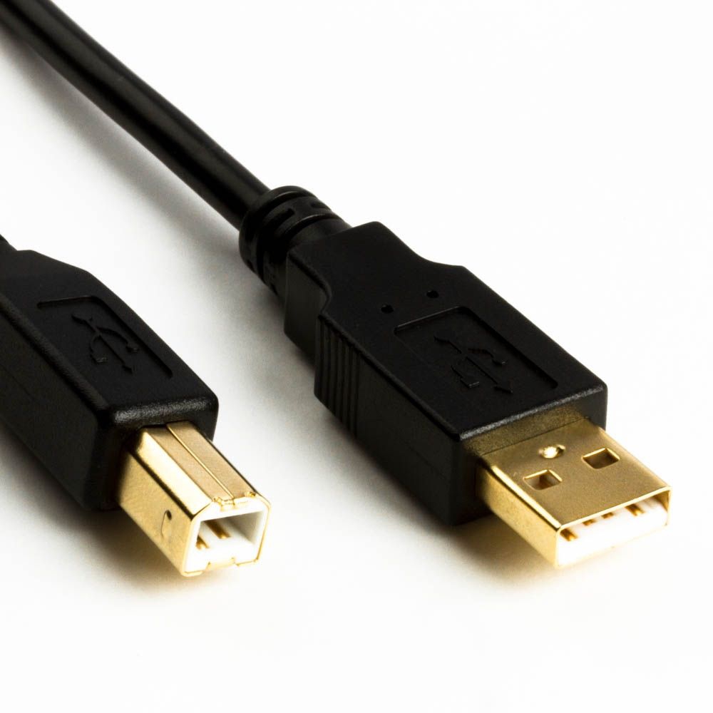 Câble USB 2.0 AB qualité PREMIUM, fiches plaquées or, noir, 2m