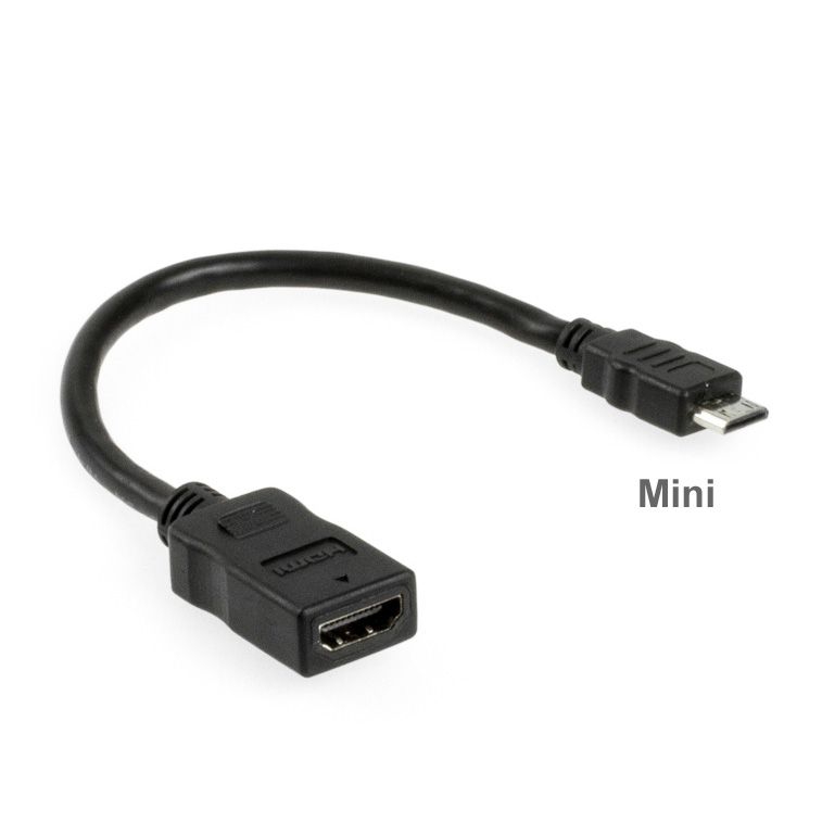 Adaptateur Mini HDMI C mâle vers HDMI A femelle 27cm