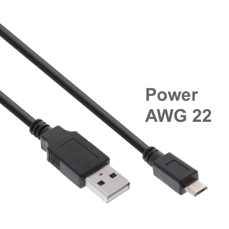 Câble MICRO USB 2.0 PREMIUM+ avec AWG22 AWG28 30cm