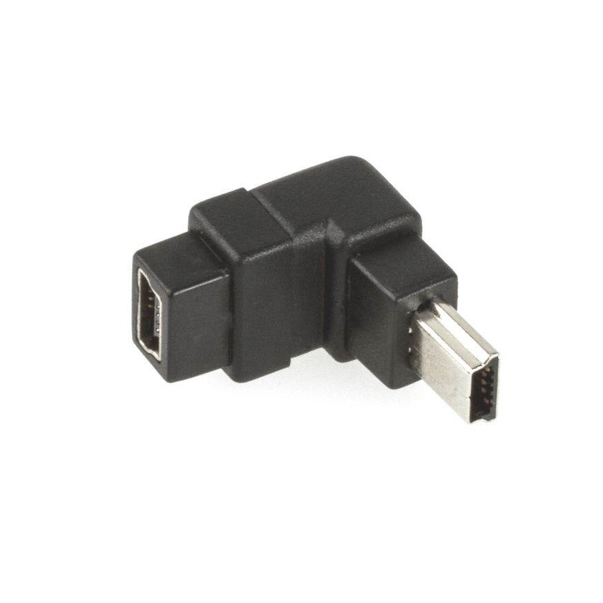 Adaptateur USB Mini B coudé à 90° vers l'avant 5 broches 1 vers 1