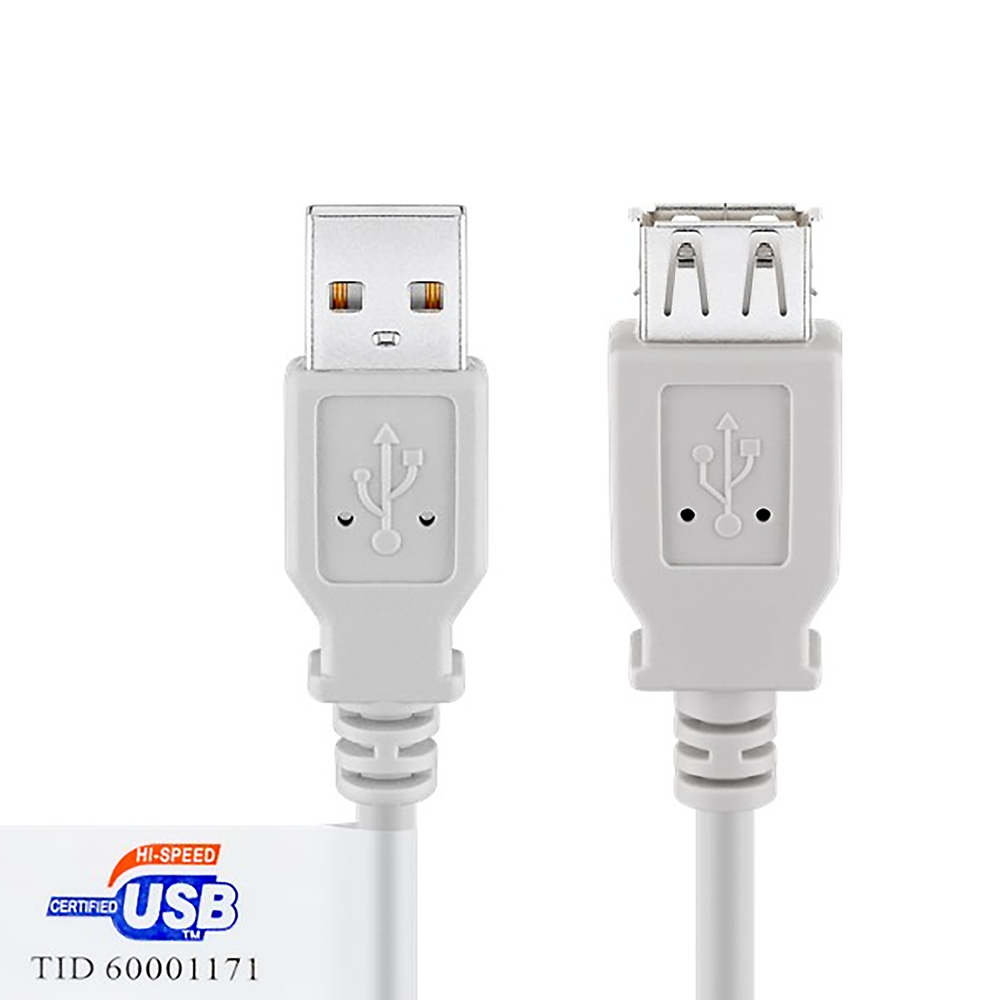 Rallonge USB 2.0 AWG28 AWG24 gris avec certification 3m