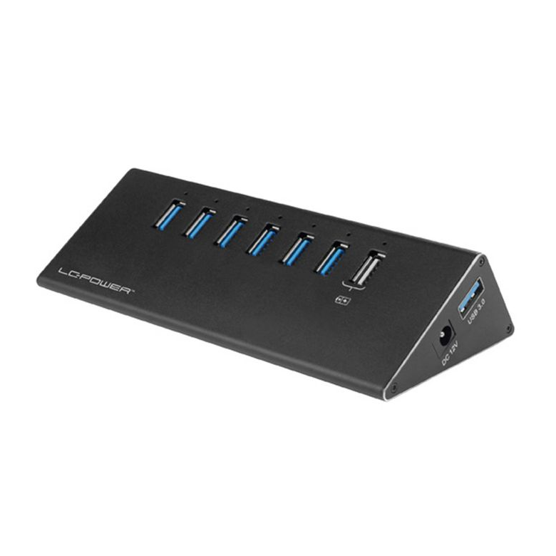 USB 3.0 HUB avec 7 ports, boîtier métallique, bloc d'alimentation inclus