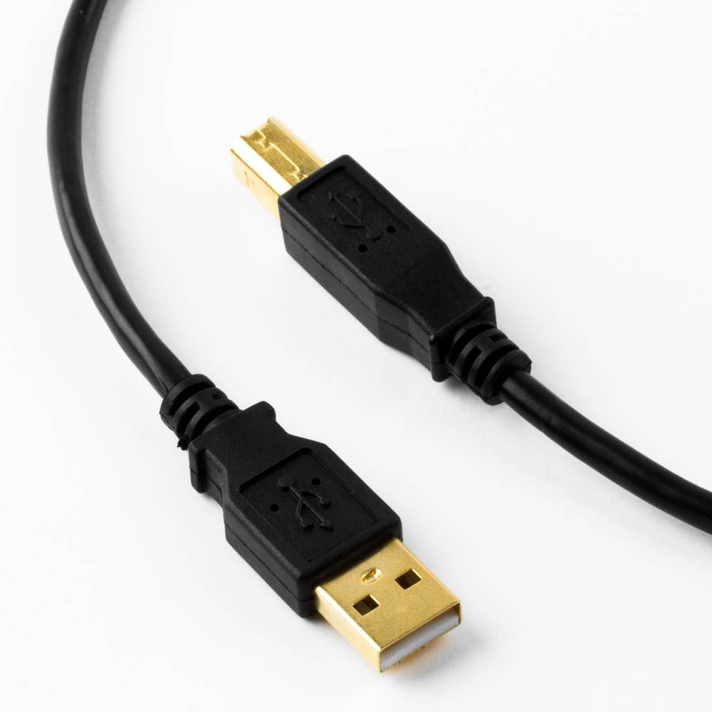 Câble USB AB qualité PREMIUM, fiche plaquée or, noir, 50cm
