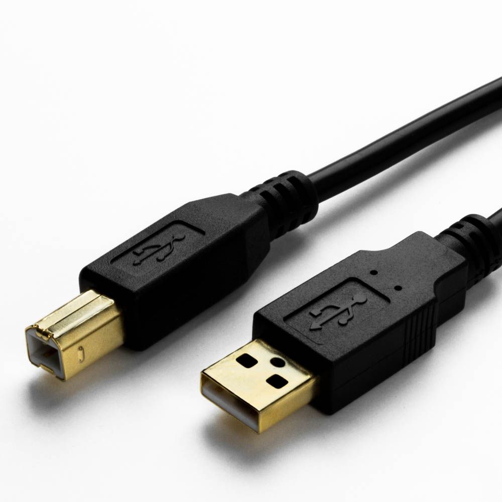 Câble USB AB qualité PREMIUM, fiche plaquée or, noir, 3m