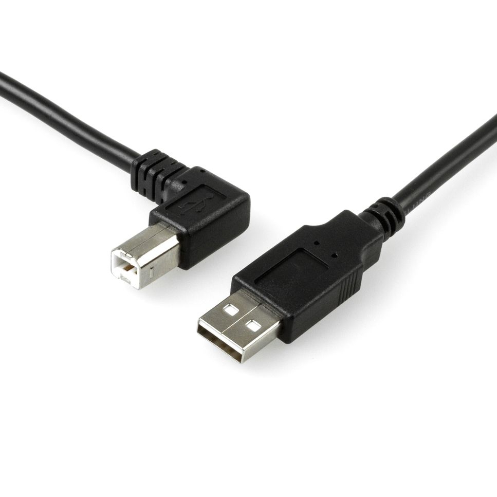 Câble USB avec fiche B coudé 90° À DROITE 1m