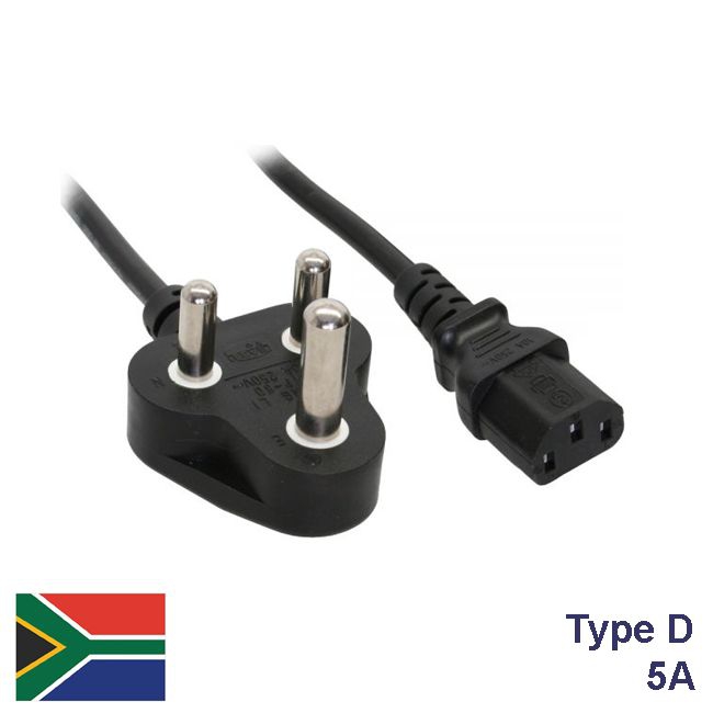 Power cord connectuer type D vers C13, version 5A, 180cm