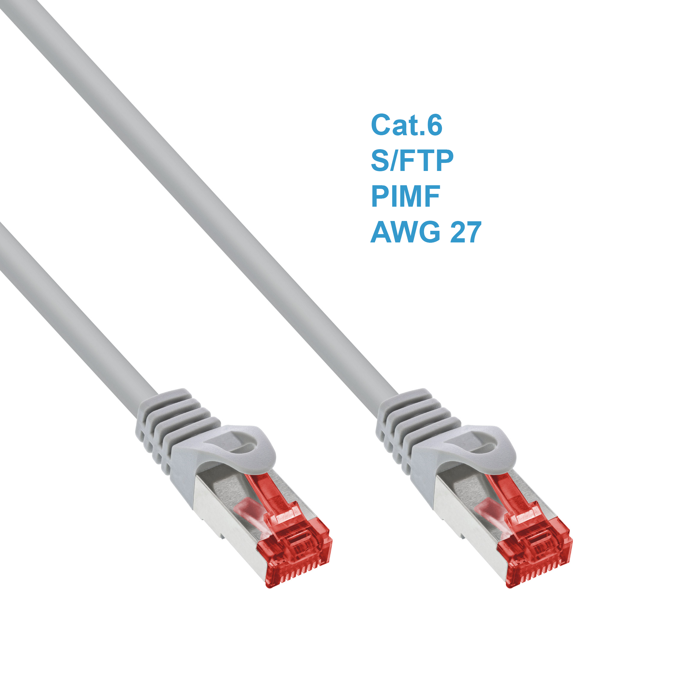 Câble de réseau Cat.6 PREMIUM S/FTP (PIMF) 250Mhz gris 25cm