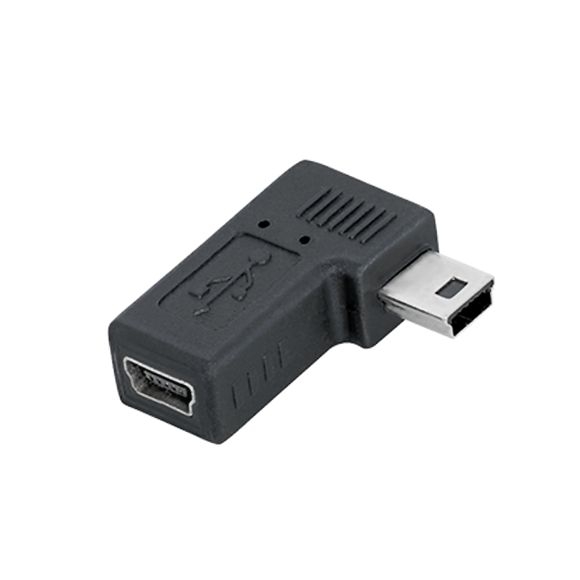 Adaptateur USB Mini B mâle-femelle coudé 90° À GAUCHE