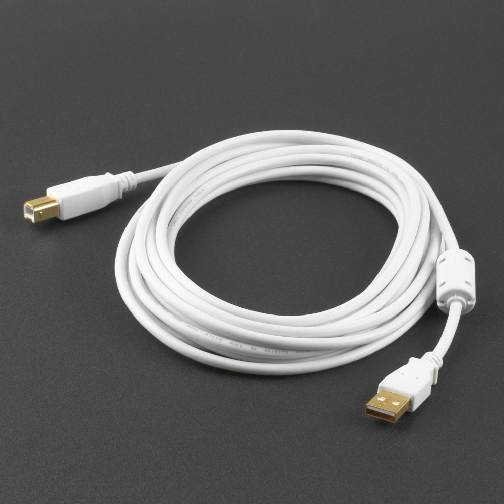 Câble USB 2.0 PROTECTION avec noyau de ferrite UL blanc 5m