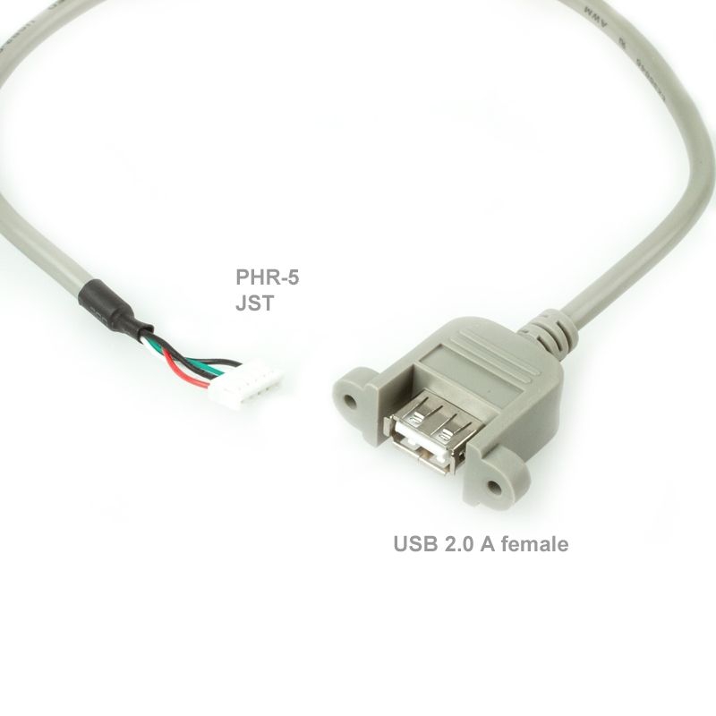 Câble USB2.0  à visser A femelle vers JST-PHR5, env. 40cm
