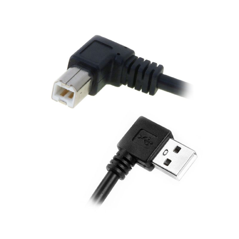 Câble USB 2.0 AB, fiche A coudé à DROITE, fiche B à GAUCHE, 50cm