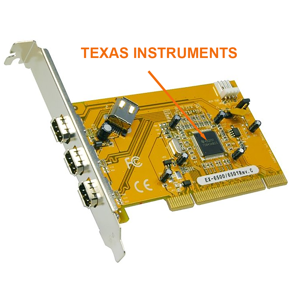 Adaptateur PCI Firewire 400 avec Texas Instruments 3+1 ports
