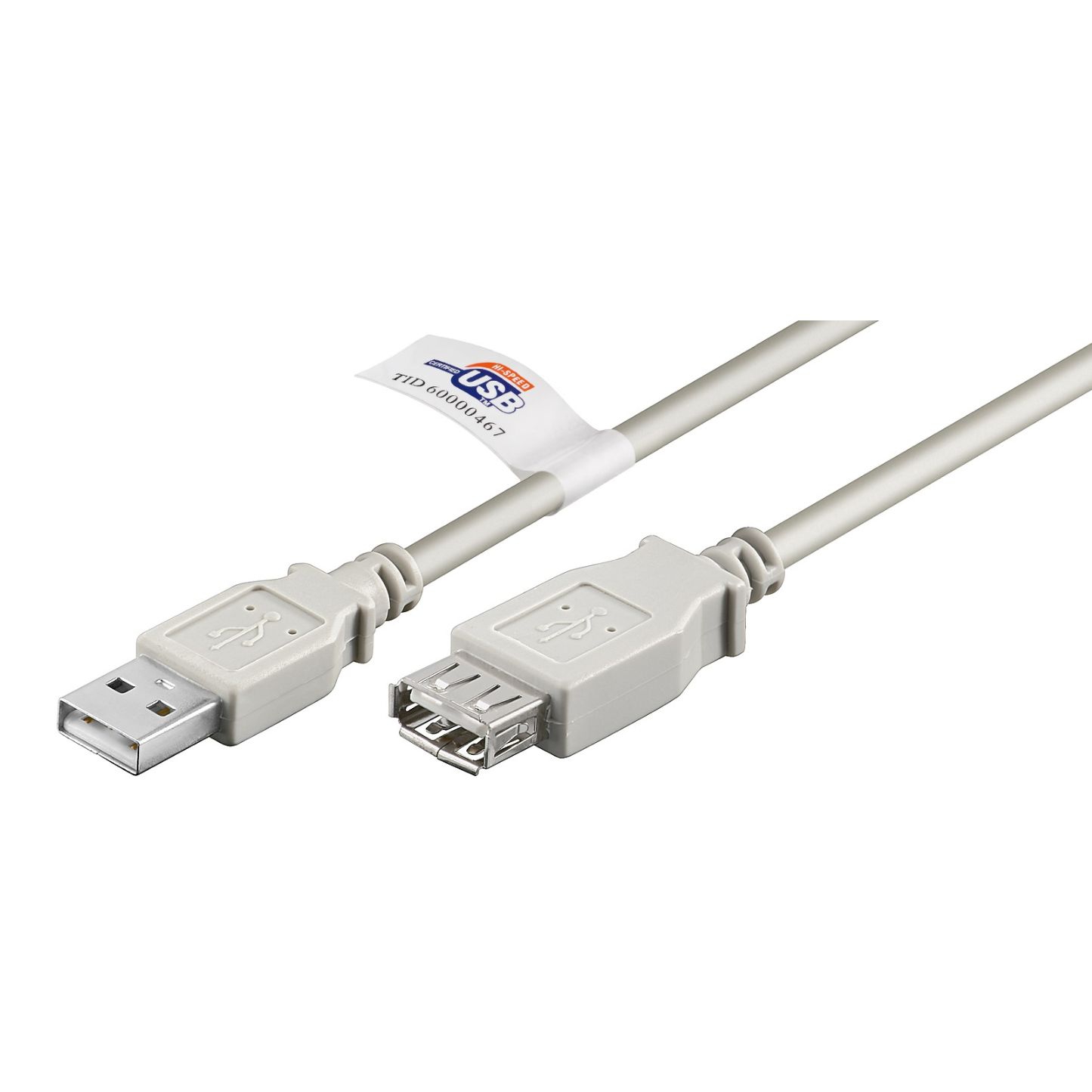 Rallonge USB 2.0 AWG28 AWG24 gris avec certification 180cm
